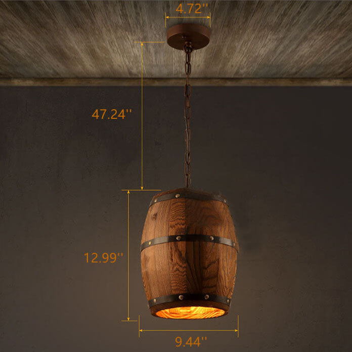 Stornfield | BarrelGlow Vintage Luster Pendant | Wooden Wine Barrel Design | 1-Light | Rustic Lighting