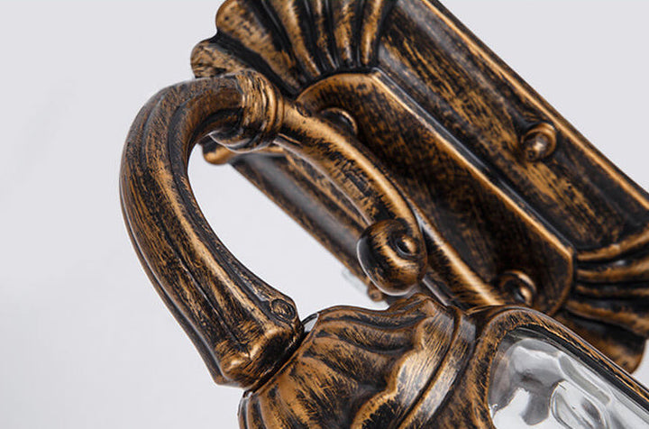 European Retro Waterproof Stone Pattern Glass Lampshade 1-Light Outdoor Wall Sconce Lamp | Stornfield
