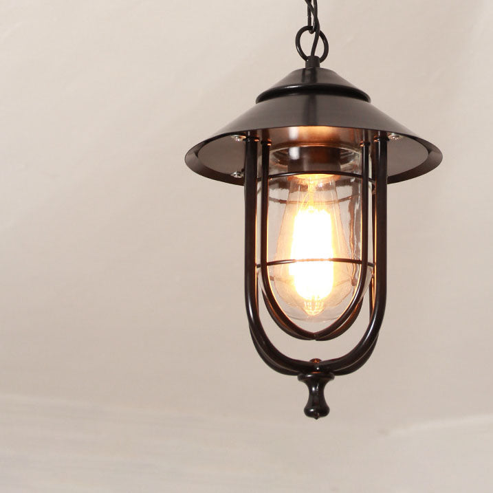 Industrial Vintage Aluminum Cage Glass 1-Light Outdoor Waterproof Pendant Light | Stornfield