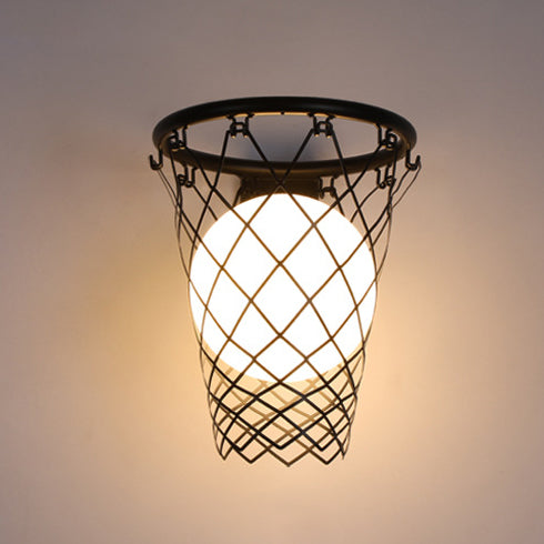 Stornfield | Slamora Applique Murale Enfant | Design Panier de Basketball | Verre & Métal | Style Art Déco | Lumière de Chambre