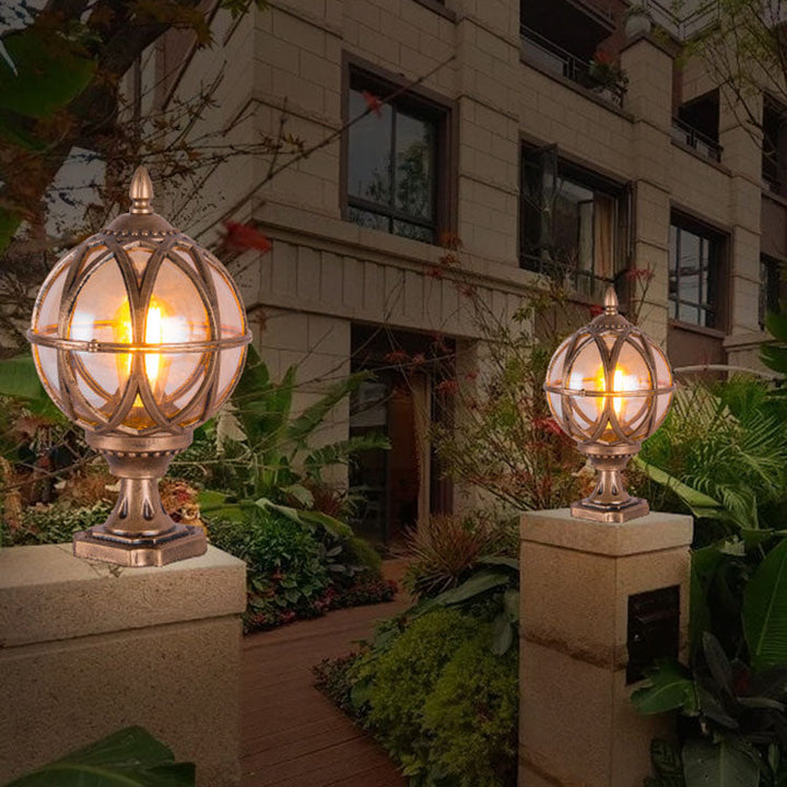 Traditional Colonial Globe Glass Aluminum 1-Light Outdoor Light For Garden | Stornfield