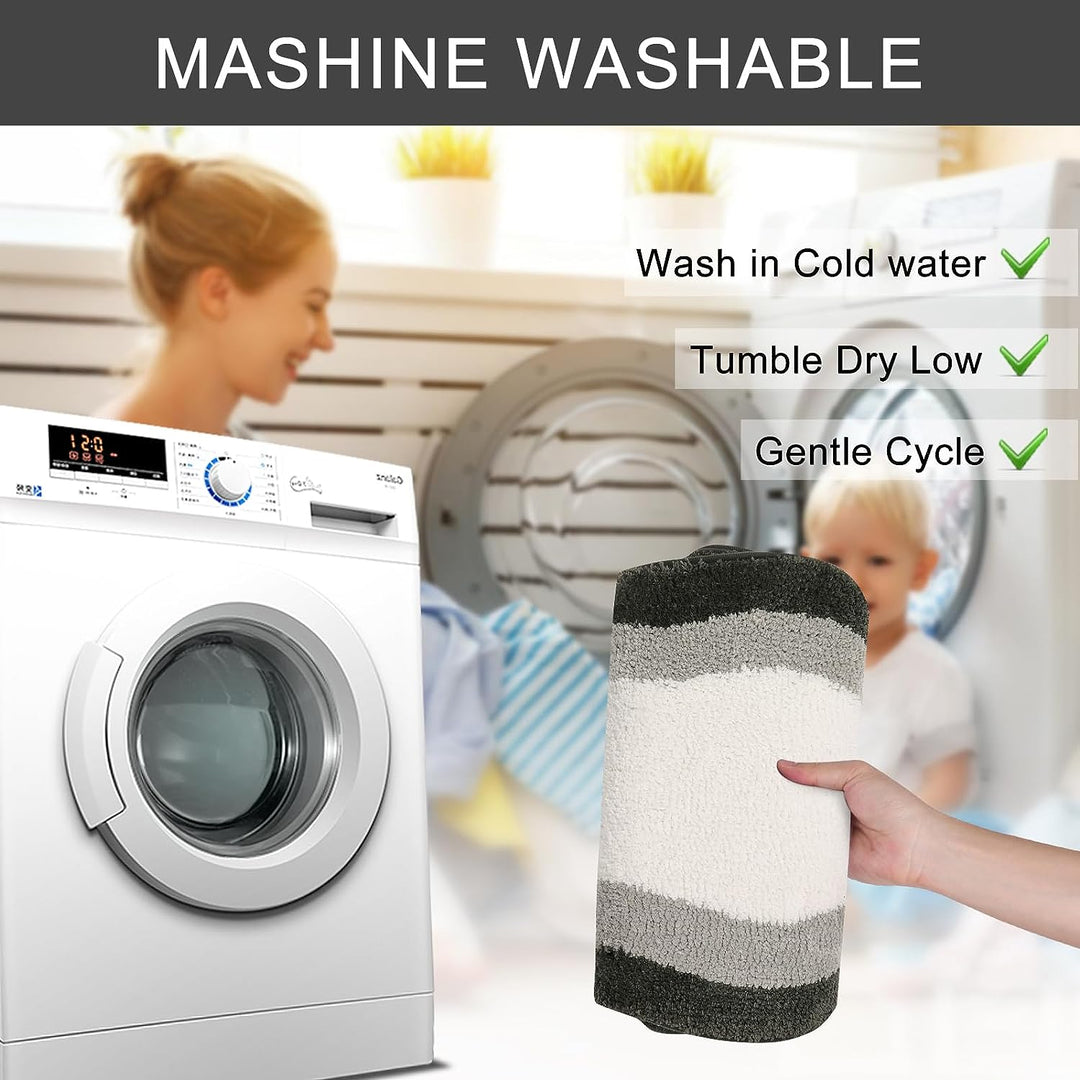 Stornfield | Tapis de bain dégradé noir, tapis pour salles de bain, joli tapis irrégulier antidérapant pour salle de douche