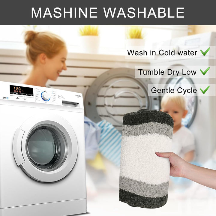 Stornfield | Tapis de bain dégradé noir, tapis pour salles de bain, joli tapis irrégulier antidérapant pour salle de douche