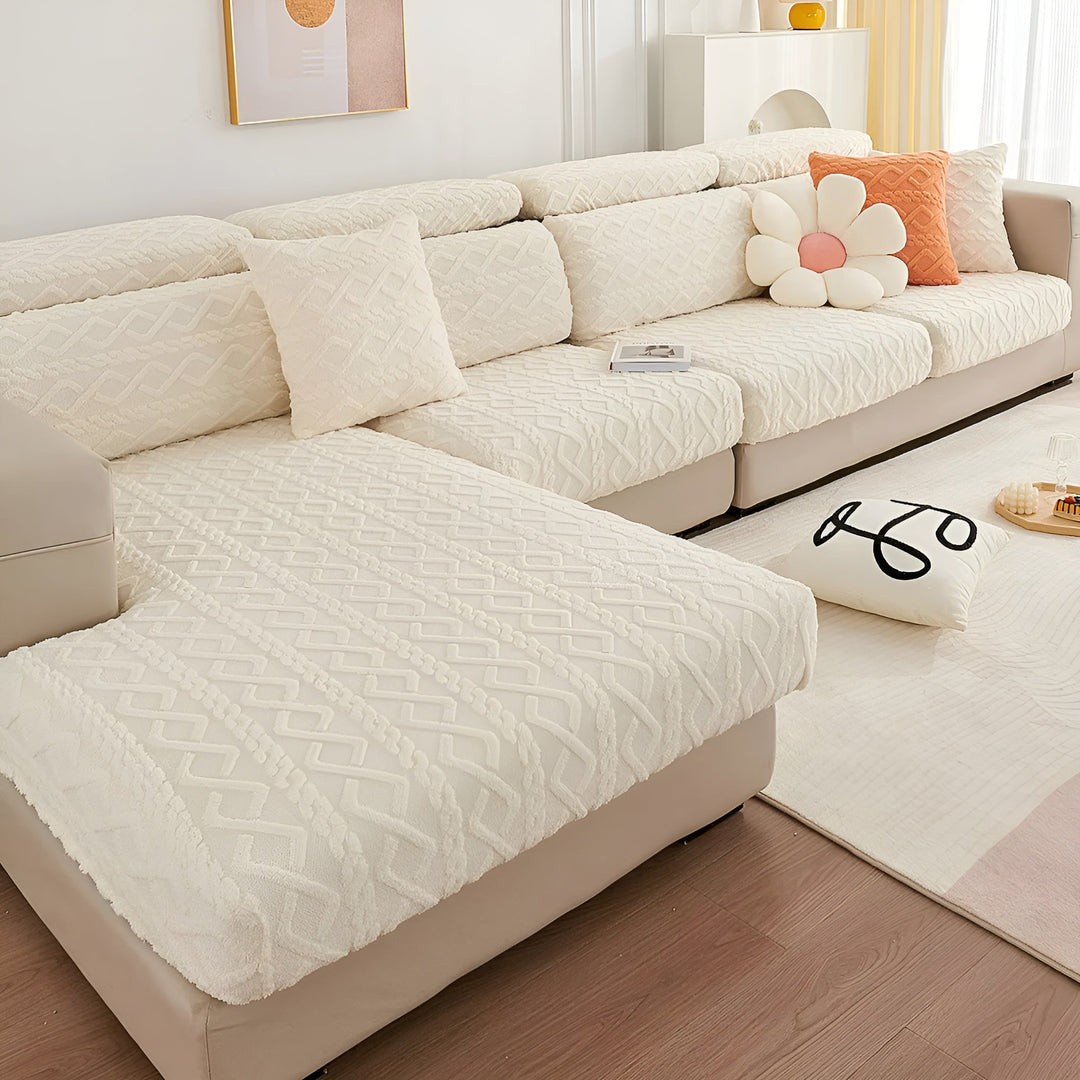 Samt-Sofa cover with diamond pattern – Soft & Luxurious | Perfect fit for any couch | Stornfield