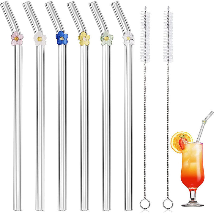 6 PCS Reusable Stained Glass Straws with Cleaning Brush | Stornfield