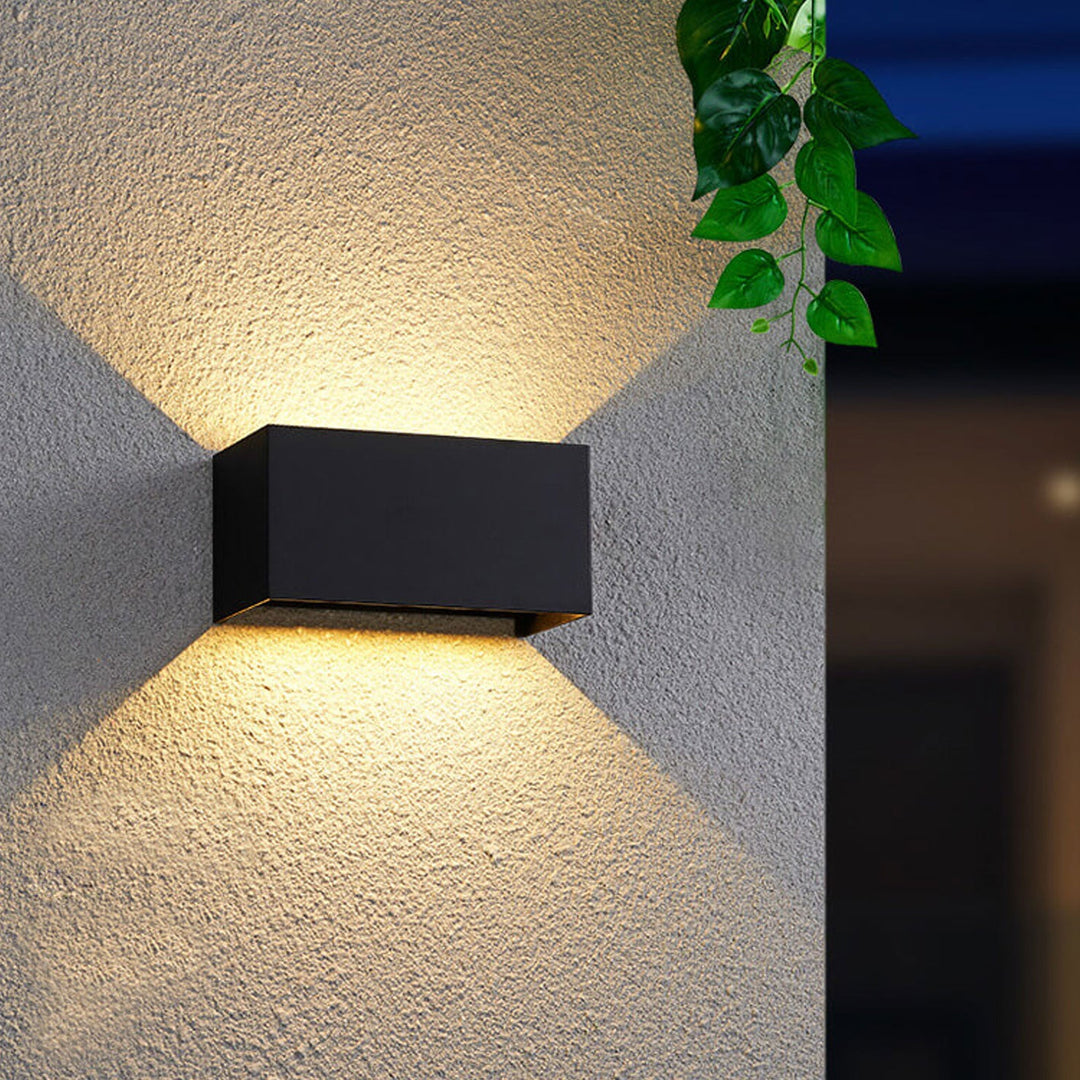 Modern Outdoor Waterproof Rectangular LED Up and Down Illuminated Outdoor Wall Sconce Lamp | Stornfield