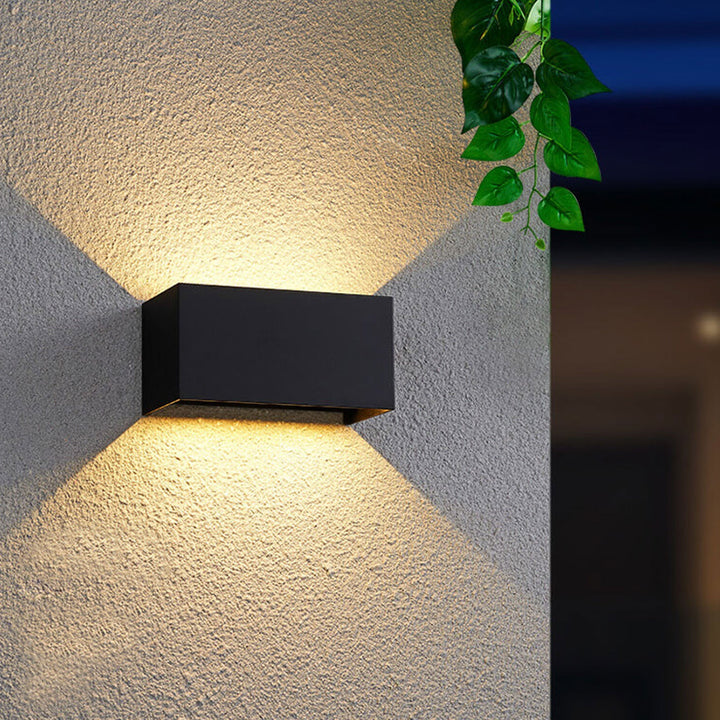 Modern Outdoor Waterproof Rectangular LED Up and Down Illuminated Outdoor Wall Sconce Lamp | Stornfield