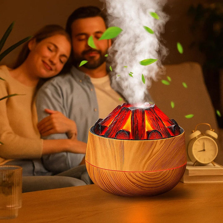 FlameMist | Essential Oil Diffuser – LED Flame – Two Mist Modes – Silent USB Design – Home Relaxation Bowl