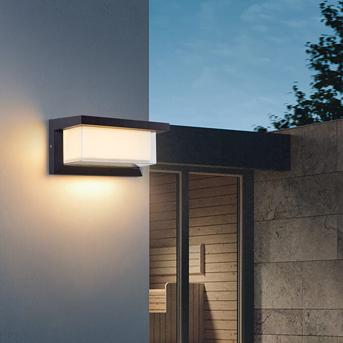 Modern Minimalist Solar Rectangle PC LED Outdoor Wall Sconce Lamp For Outdoor Patio | Stornfield