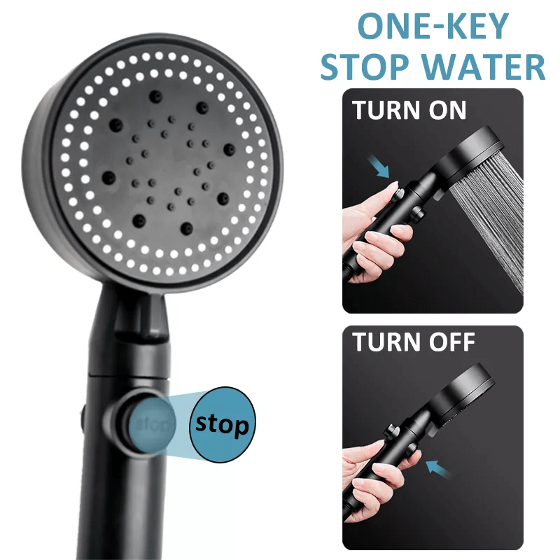FlowControl Showerhead with 5 settings and push button | Stornfield