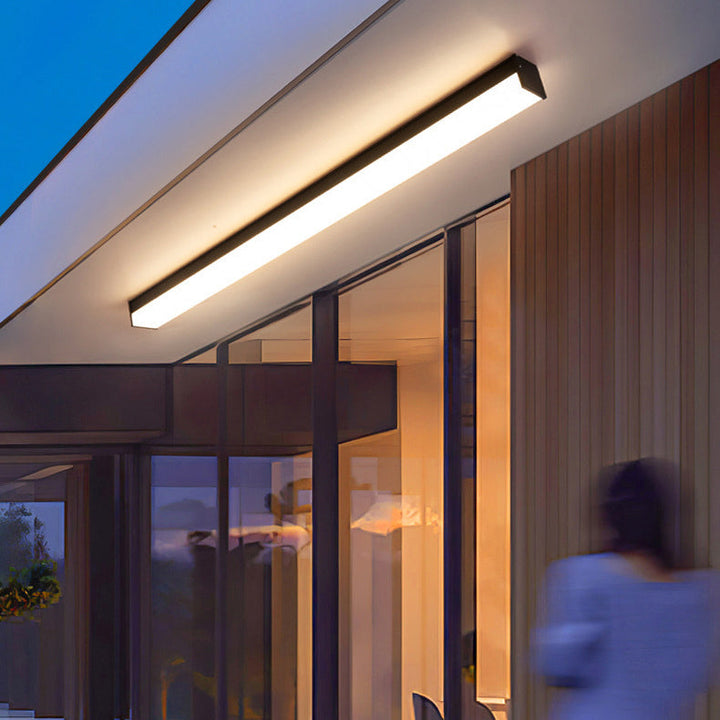 Modern Minimalist Long Rectangle Aluminum PC LED Flush Mount Ceiling Light For Outdoor Patio | Stornfield
