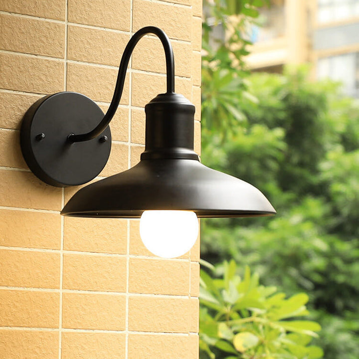 Retro Loft Dome Iron Outdoor Waterproof 1-Light Bent Arm Wall Sconce Lamp | Stornfield