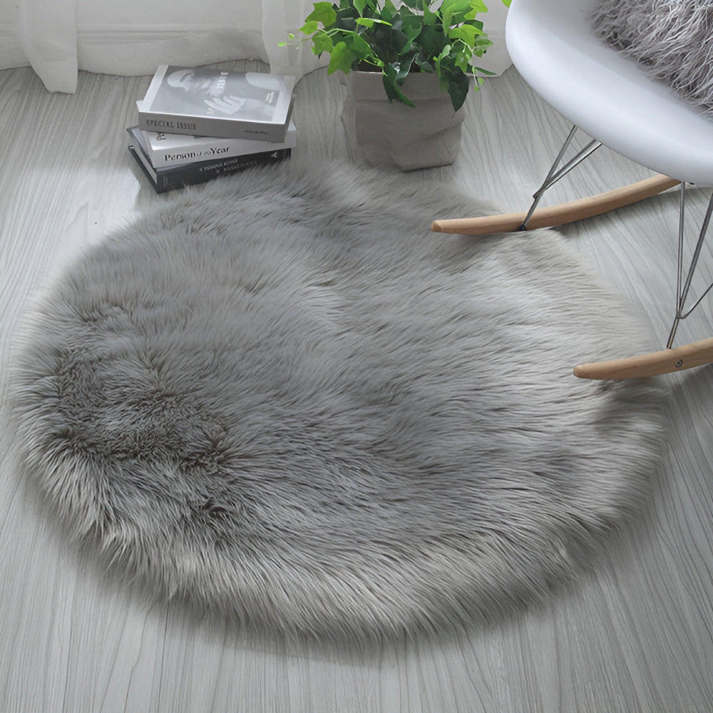 Round Plush Bedroom Floor Rug | Stornfield