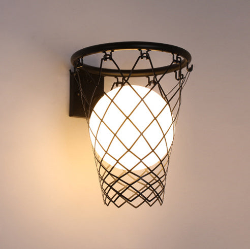 Stornfield | Slamora Applique Murale Enfant | Design Panier de Basketball | Verre & Métal | Style Art Déco | Lumière de Chambre