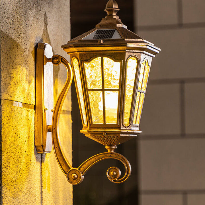 European Solar Outdoor Lantern Aluminum Glass Waterproof 1-Light Wall Sconce Lamp | Stornfield