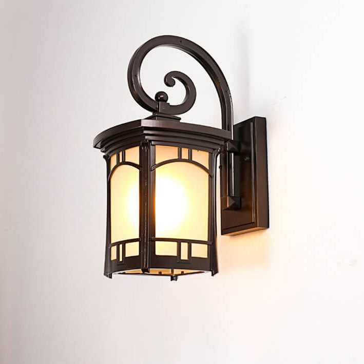 Modern Square Aluminum Glass Carved 1-Light Outdoor Waterproof Wall Sconce Lamp | Stornfield