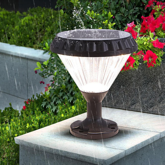 Modern Black Solar Die-Cast Aluminum Glass Outdoor Patio Waterproof Column Head Light | Stornfield