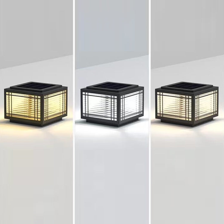 Traditional Chinese Square Aluminum Glass 1-Light Post Head Light For Garden | Stornfield