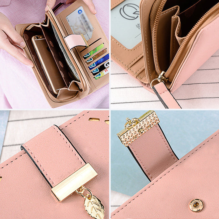 Ladies long wallet with leaf pattern | Stornfield