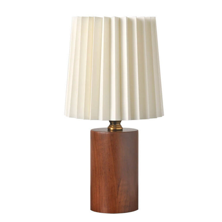 Stornfield | Vintage Korean Solid Wood Pleated Column Table Lamp with 1 Light