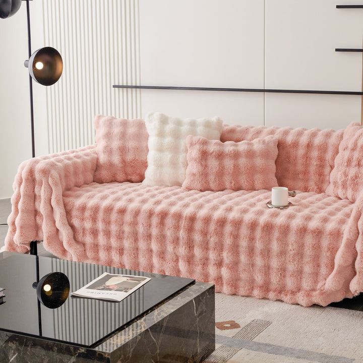 Luxe Ripple Faux Fur Sofa Cover - Modern, Stylish & Durable Sofa Protection | Stornfield