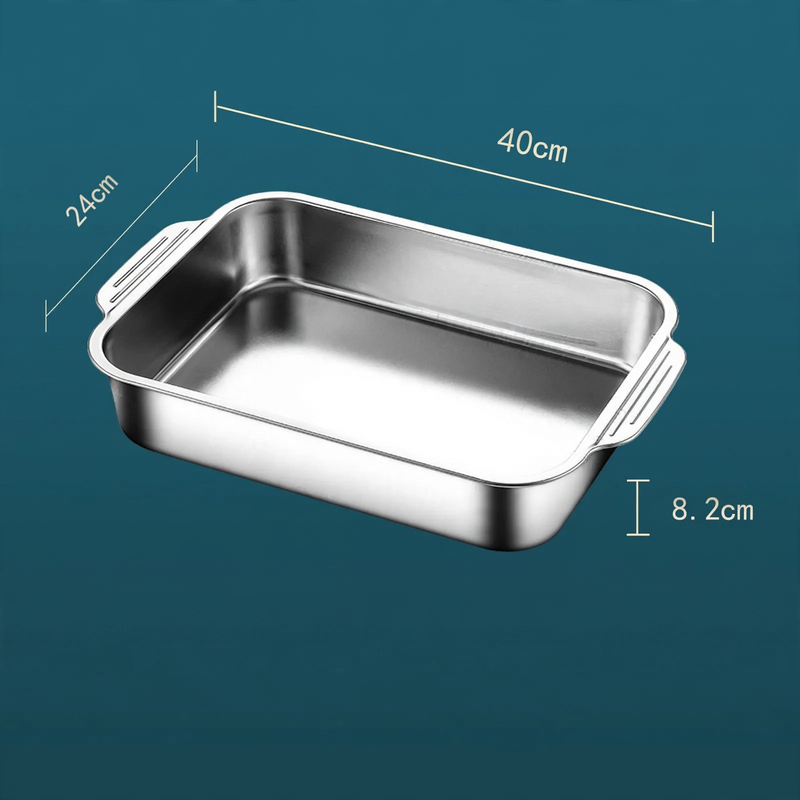 Stainless steel serving tray, square