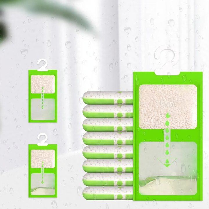Hanging dehumidifier bag for wardrobes