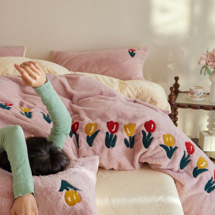 Milk fiber bedding, 4-piece, winter, floral pattern