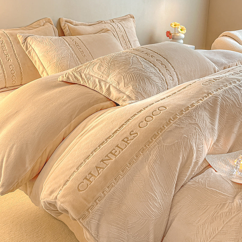 Milk fiber fleece bedding set, extra thick, winter warm