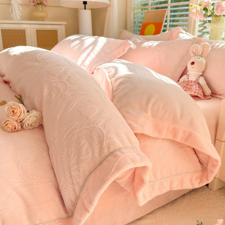 Milk fiber fleece bedding set, antistatic, 4-piece