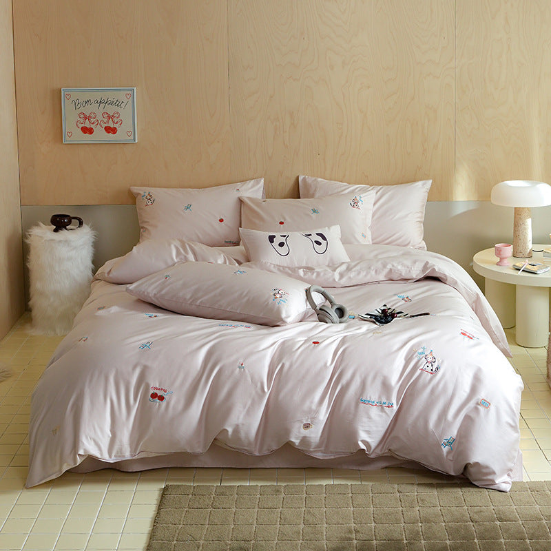 Cotton bedding set, embroidered, for children and adults