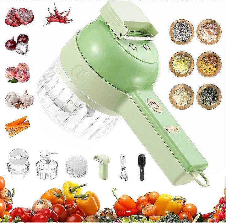 SnijGemak 4-in-1 Electric Vegetable Slicer – Rechargeable & With Collection Bin | Stornfield