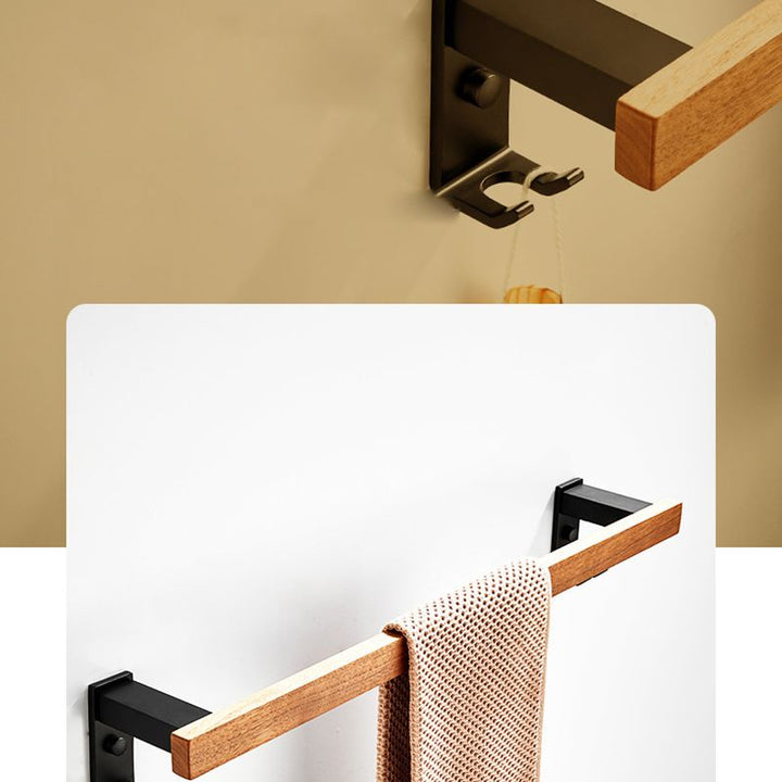 Stornfield | Wood and Aluminum Bath Accessory Set Black Bathroom Accessory Kit
