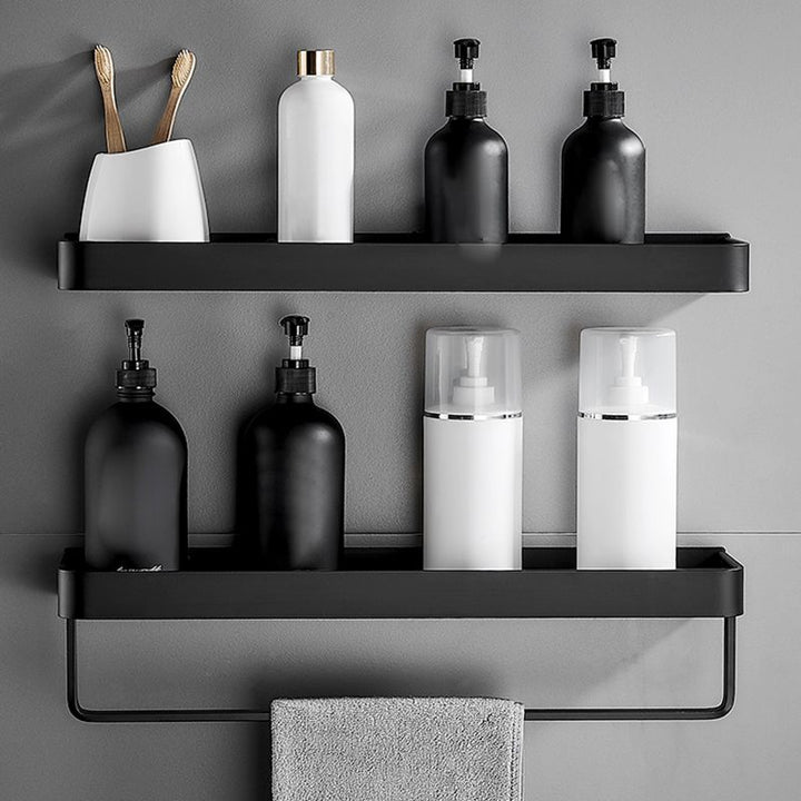 Stornfield | Modern Matte Black Bathroom Set 1/2 - Piece Stainless Steel Bathroom Shelf