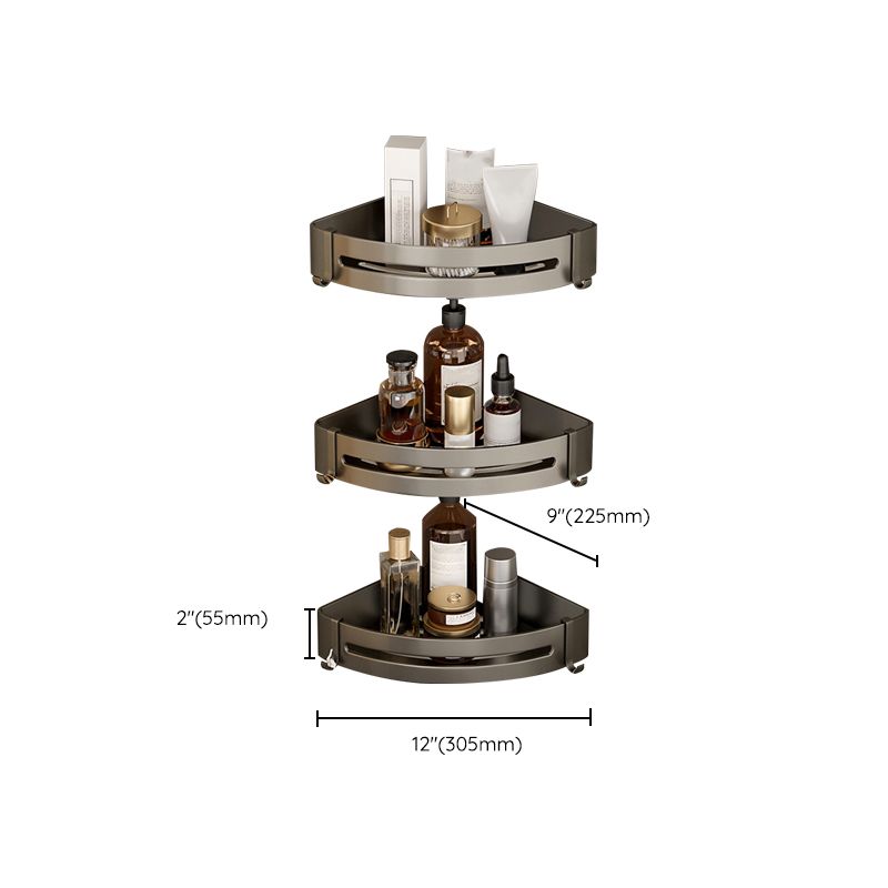 Stornfield | Contemporary Aluminum Bathroom Accessory Set Gray Bath Shelf