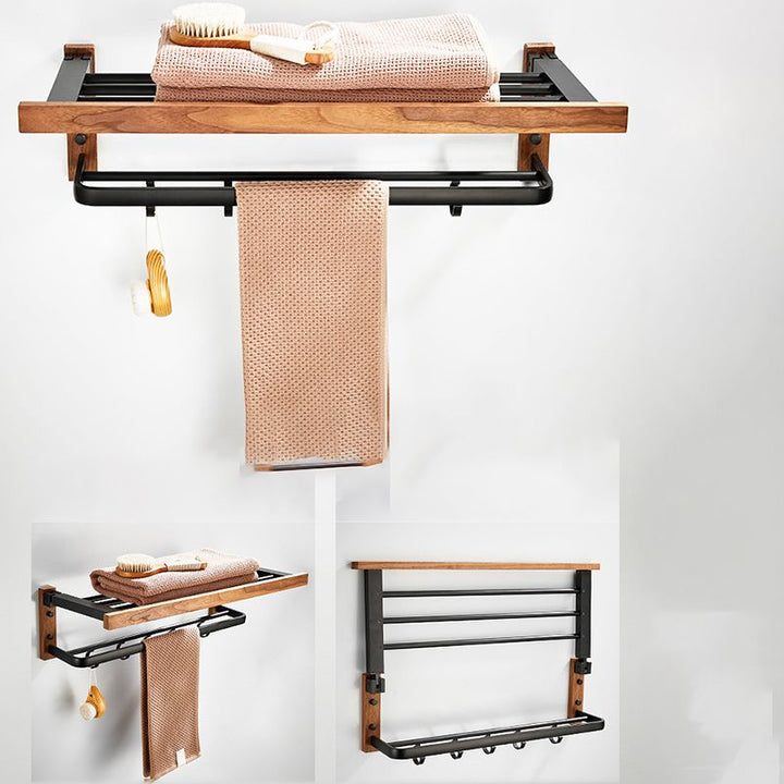 Stornfield | Wood and Aluminum Bath Accessory Set Black Bathroom Accessory Kit