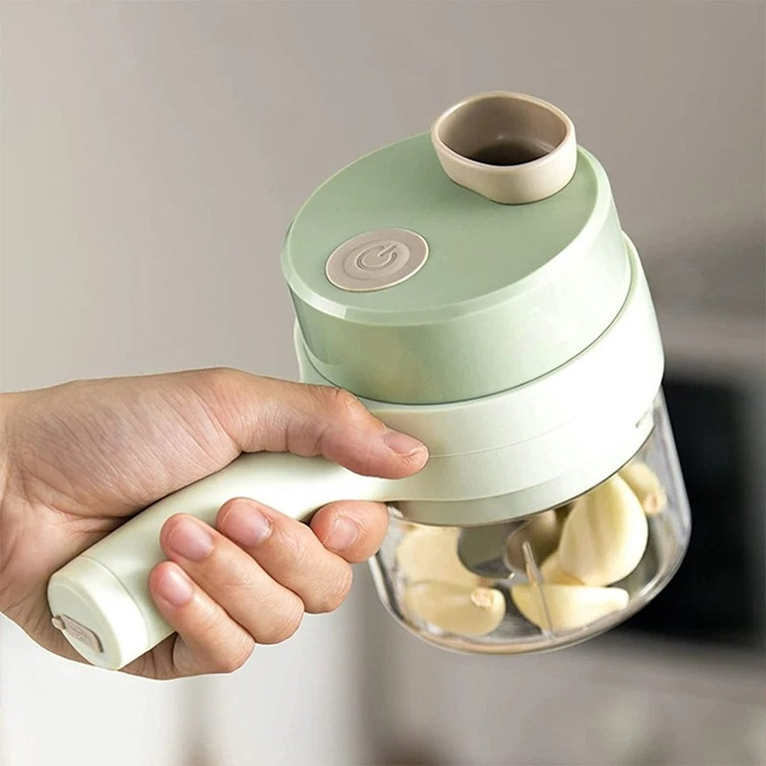 SnijGemak 4-in-1 Electric Vegetable Slicer – Rechargeable & With Collection Bin | Stornfield