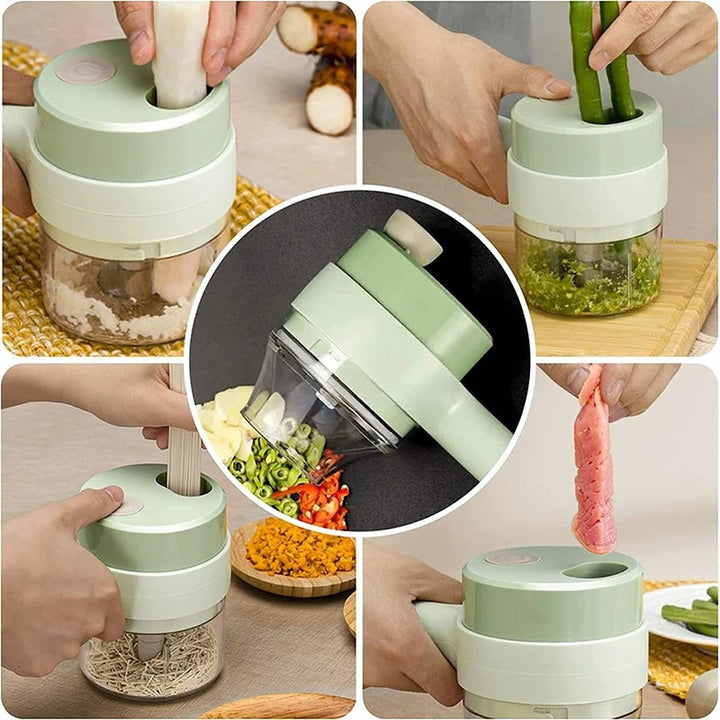 SnijGemak 4-in-1 Electric Vegetable Slicer – Rechargeable & With Collection Bin | Stornfield