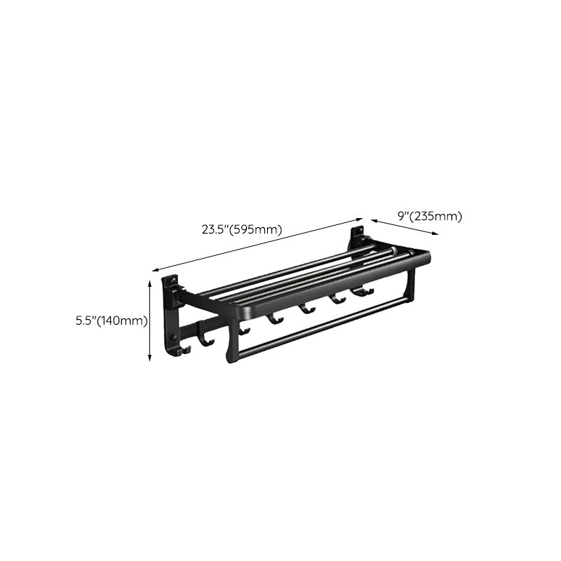 Stornfield | Contemporary bathroom accessory set with black finish and bath shelf/towel bar
