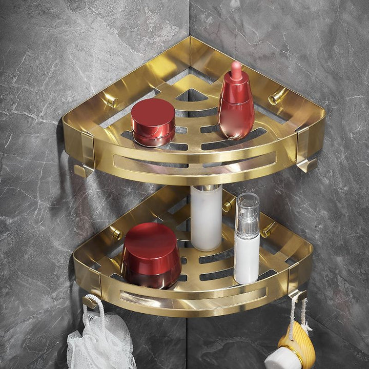 Stornfield | 3-Piece Gold/Silver Modern Bathroom Accessory Set, Bath Shelf