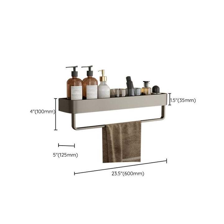Stornfield | Contemporary Aluminum Bathroom Accessory Set Gray Bath Shelf