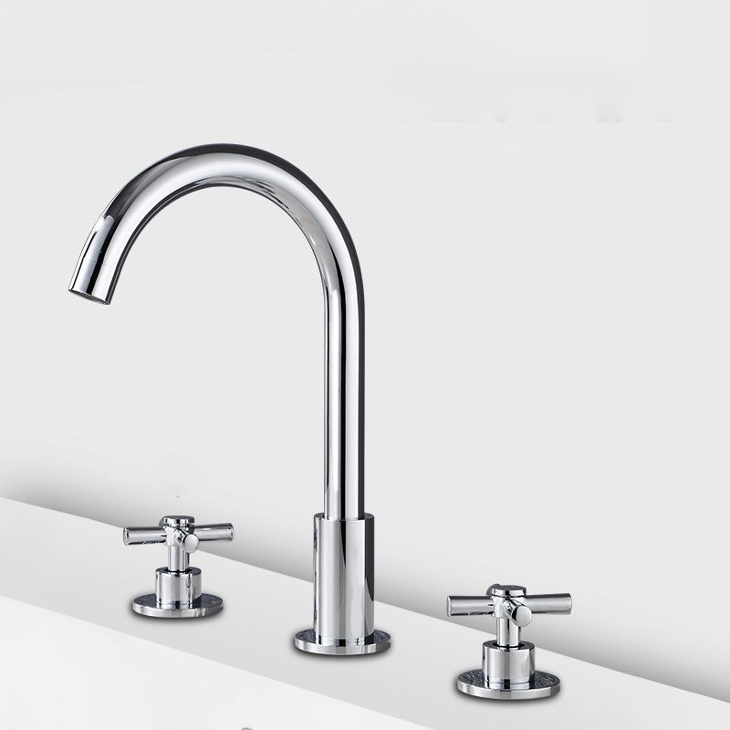 Stornfield | Gooseneck Bathroom Sink Faucet 2-Handle Hot and Cold Basin Tap with Drain