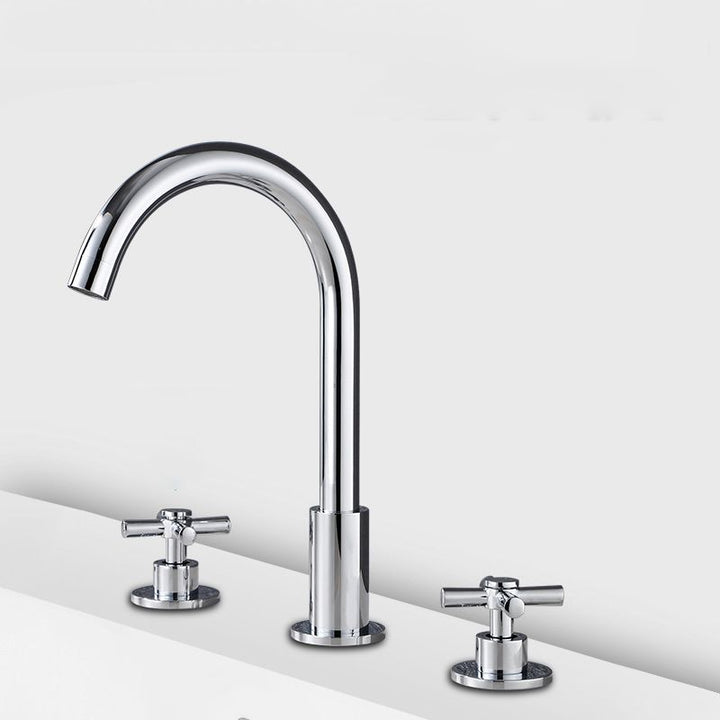 Stornfield | Gooseneck Bathroom Sink Faucet 2-Handle Hot and Cold Basin Tap with Drain