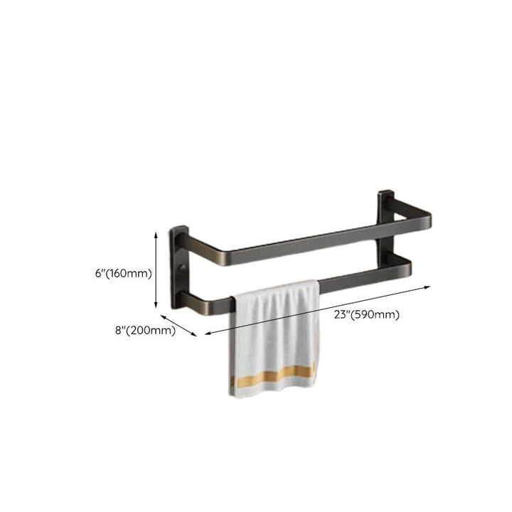 Stornfield | Contemporary bathroom accessory set with black finish and bath shelf/towel bar