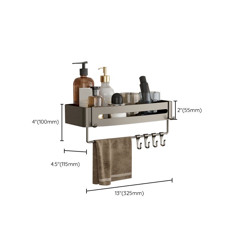 Stornfield | Contemporary Aluminum Bathroom Accessory Set Gray Bath Shelf