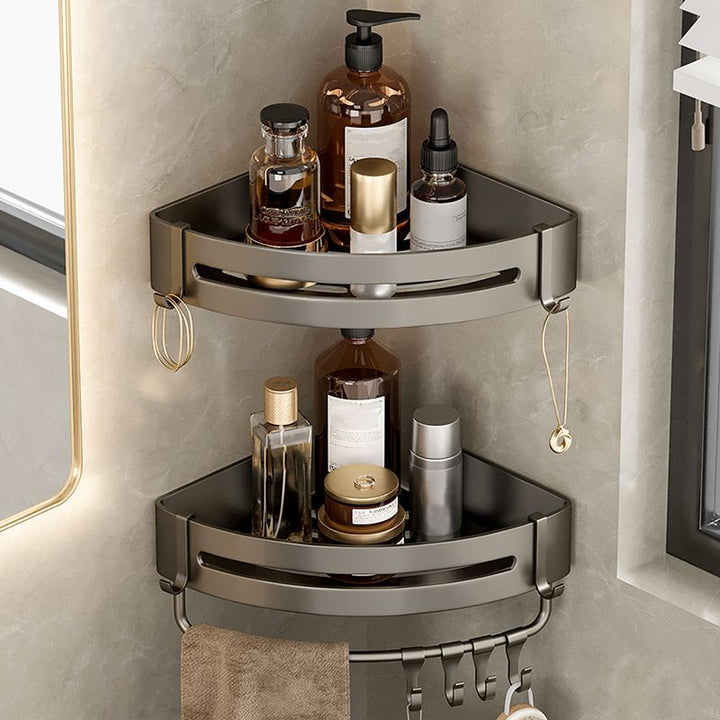 Stornfield | Contemporary Aluminum Bathroom Accessory Set Gray Bath Shelf