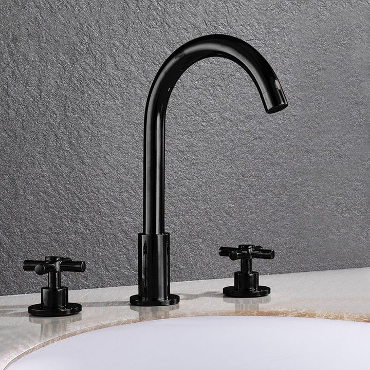 Stornfield | Gooseneck Bathroom Sink Faucet 2-Handle Hot and Cold Basin Tap with Drain