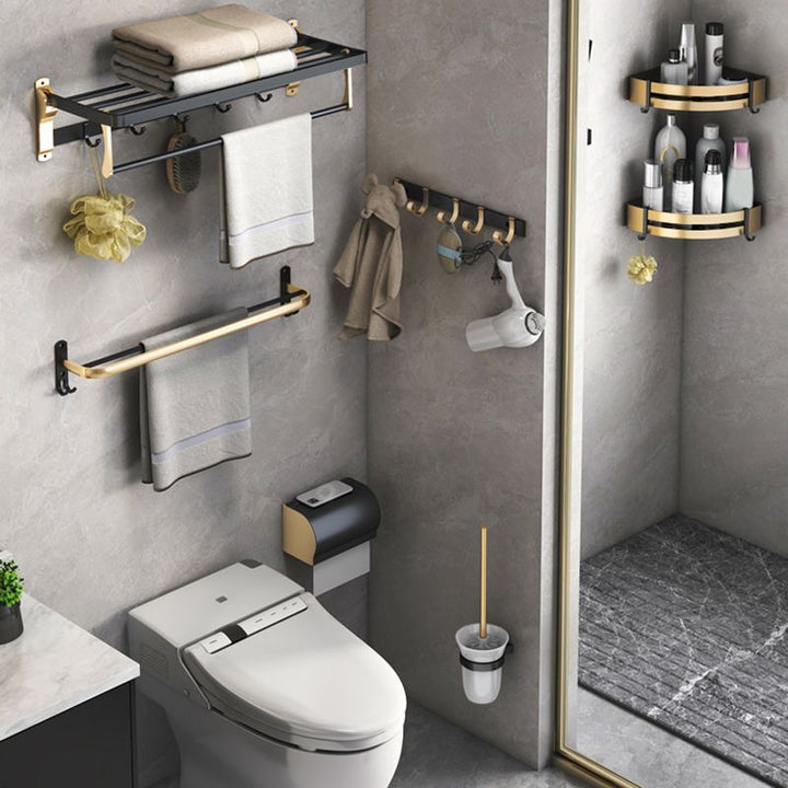 Stornfield | Ensemble de Salle de Bain Noir & Laiton Accessoires de Salle de Bain Style Moderne En Pièce Individuelle Ou En Ensemble