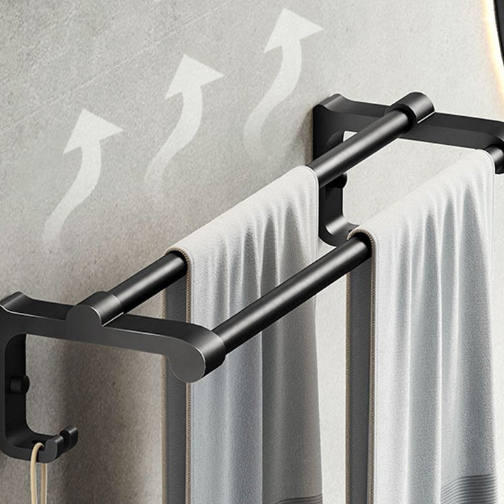 Stornfield | Contemporary bathroom accessory set with black finish and bath shelf/towel bar