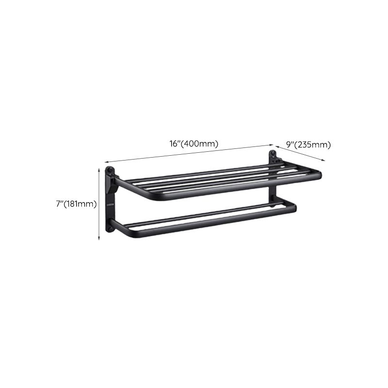 Stornfield | Contemporary bathroom accessory set with black finish and bath shelf/towel bar